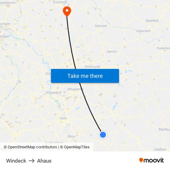 Windeck to Ahaus map