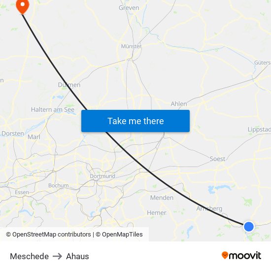 Meschede to Ahaus map