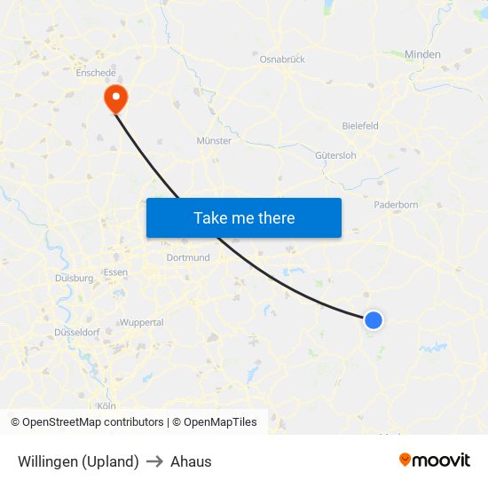 Willingen (Upland) to Ahaus map