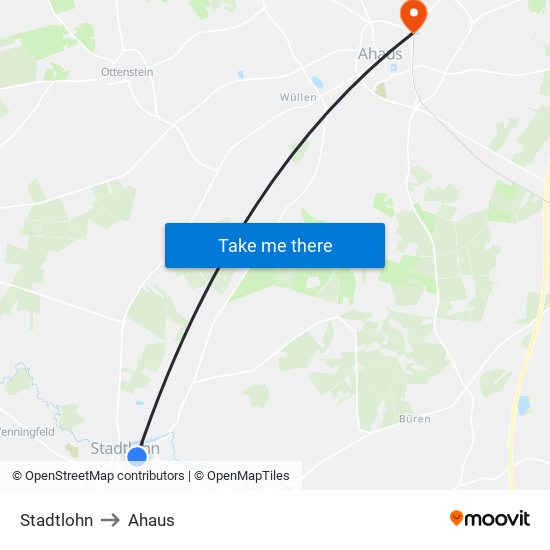 Stadtlohn to Ahaus map
