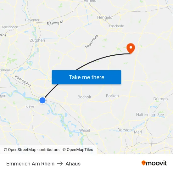 Emmerich Am Rhein to Ahaus map