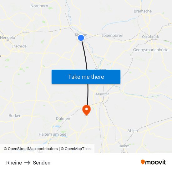 Rheine to Senden map