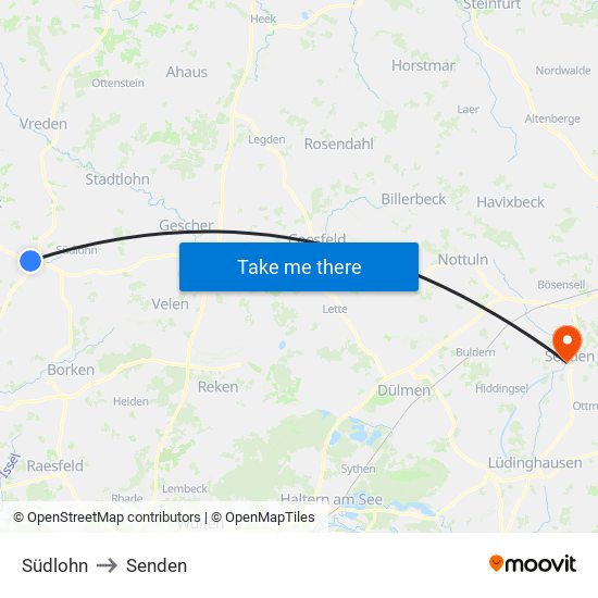 Südlohn to Senden map