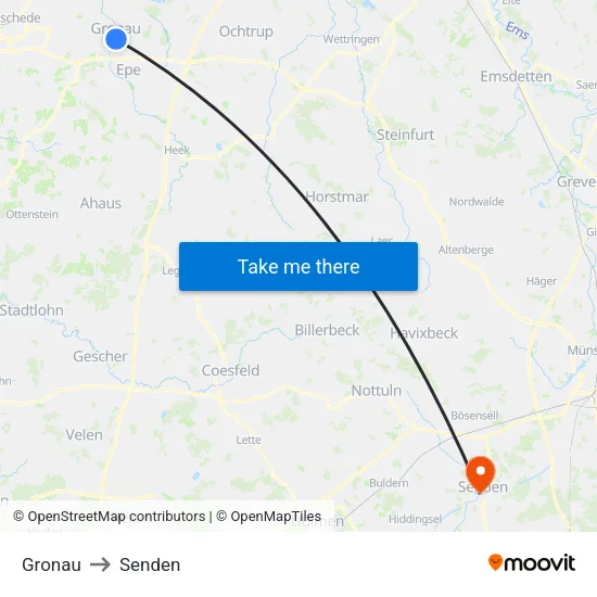 Gronau to Senden map