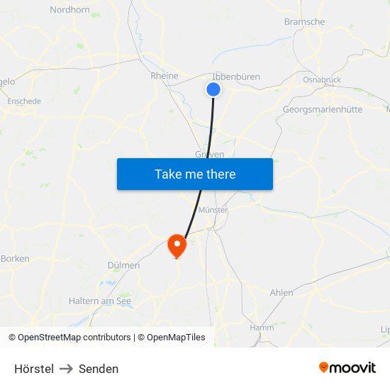 Hörstel to Senden map