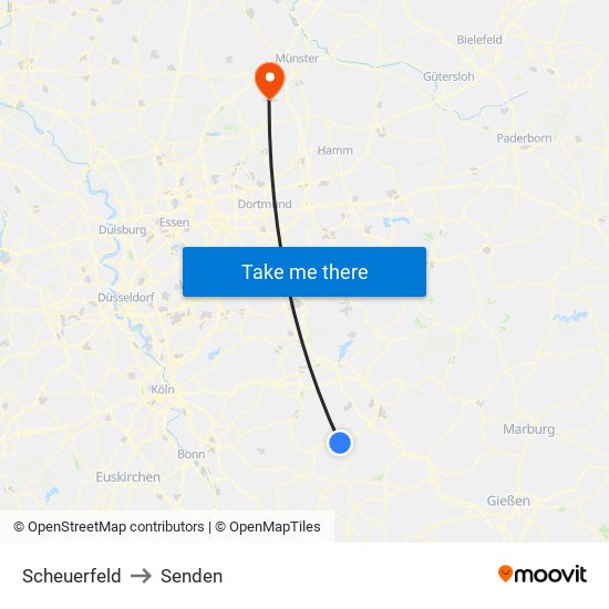 Scheuerfeld to Senden map
