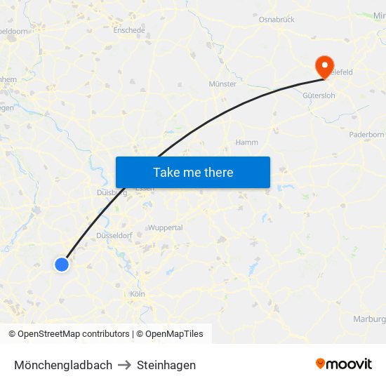 Mönchengladbach to Steinhagen map