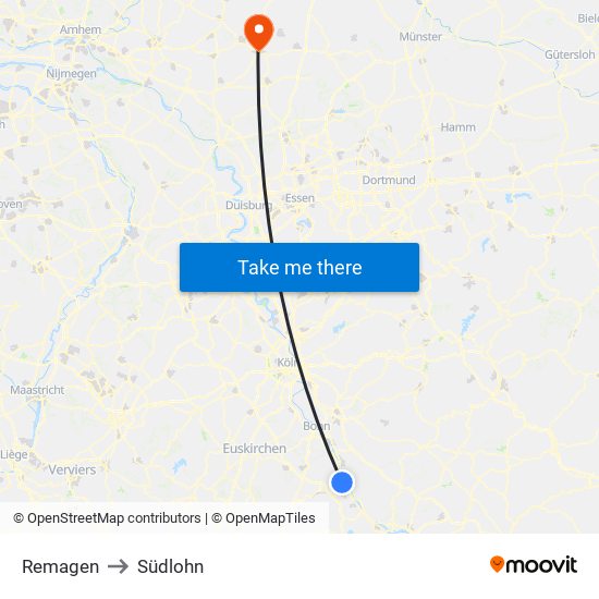 Remagen to Südlohn map