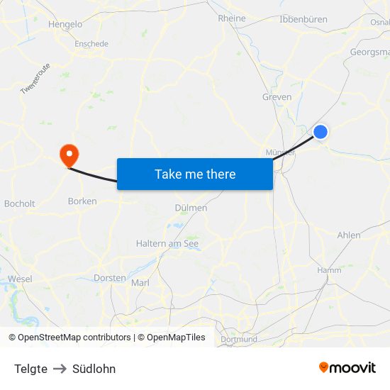 Telgte to Südlohn map