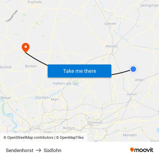 Sendenhorst to Südlohn map