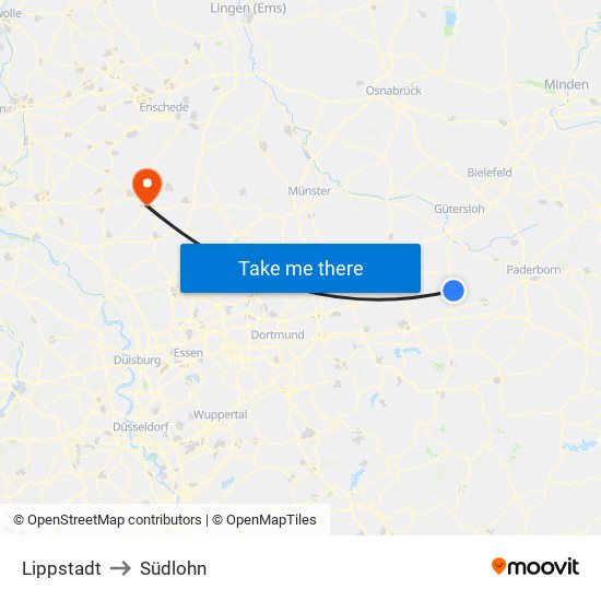 Lippstadt to Südlohn map