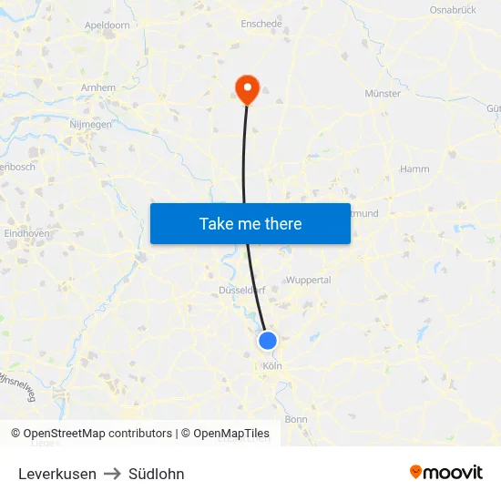 Leverkusen to Südlohn map