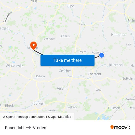 Rosendahl to Vreden map