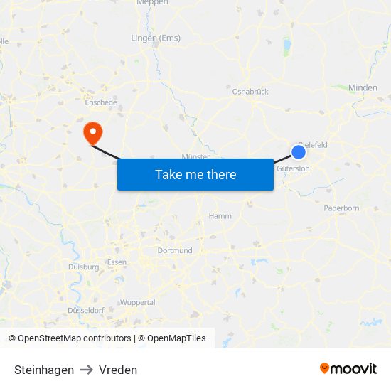 Steinhagen to Vreden map