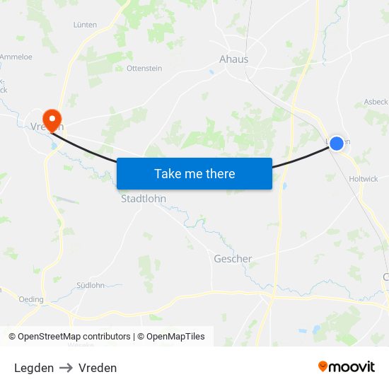 Legden to Vreden map