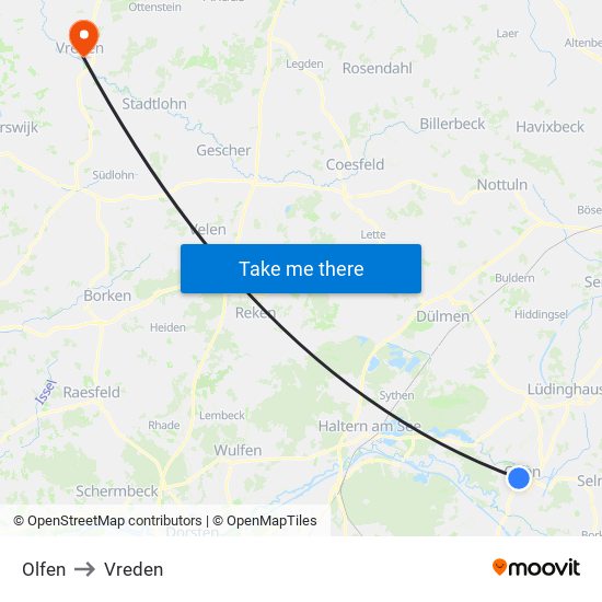 Olfen to Vreden map