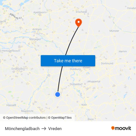 Mönchengladbach to Vreden map