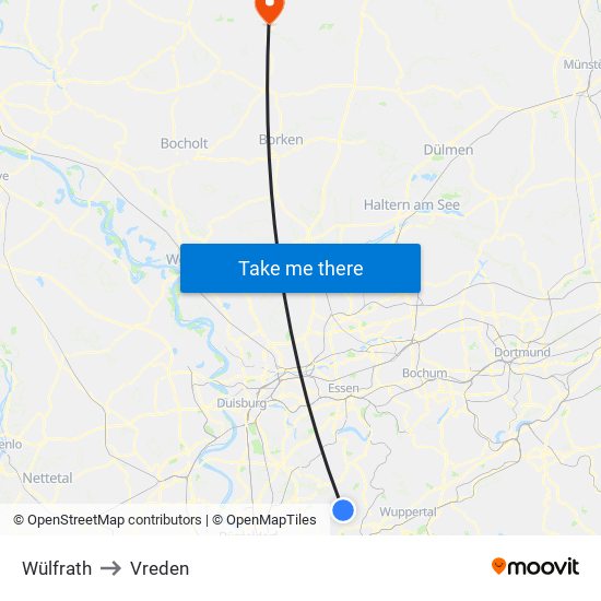 Wülfrath to Vreden map