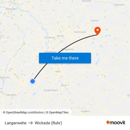 Langerwehe to Wickede (Ruhr) map