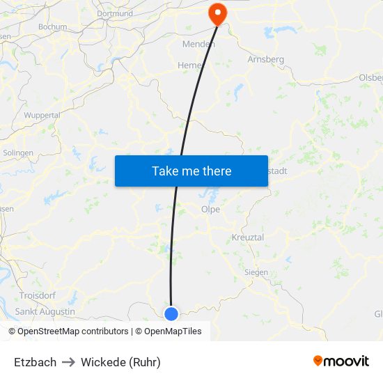 Etzbach to Wickede (Ruhr) map