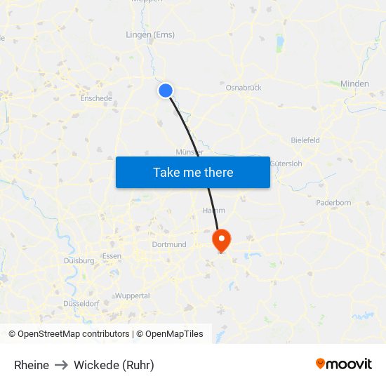 Rheine to Wickede (Ruhr) map