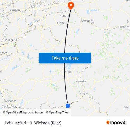 Scheuerfeld to Wickede (Ruhr) map