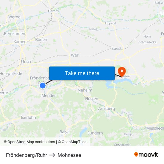 Fröndenberg/Ruhr to Möhnesee map