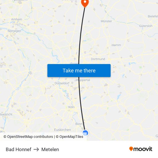 Bad Honnef to Metelen map