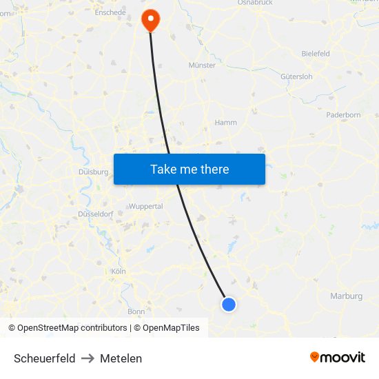 Scheuerfeld to Metelen map