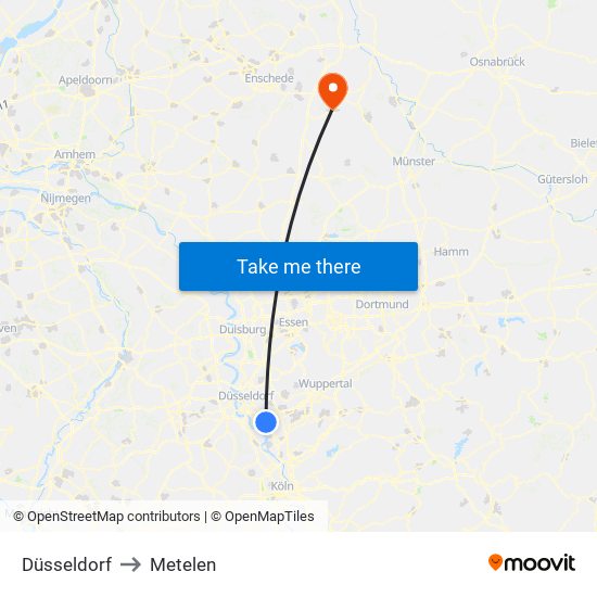 Düsseldorf to Metelen map