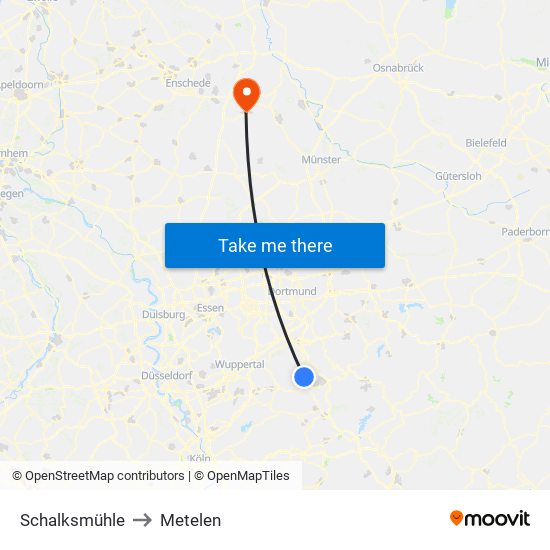 Schalksmühle to Metelen map