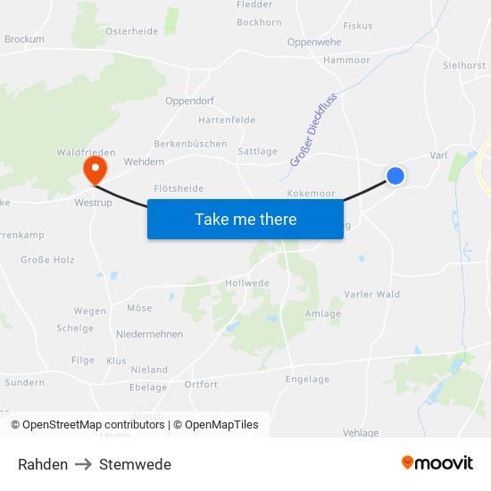 Rahden to Stemwede map