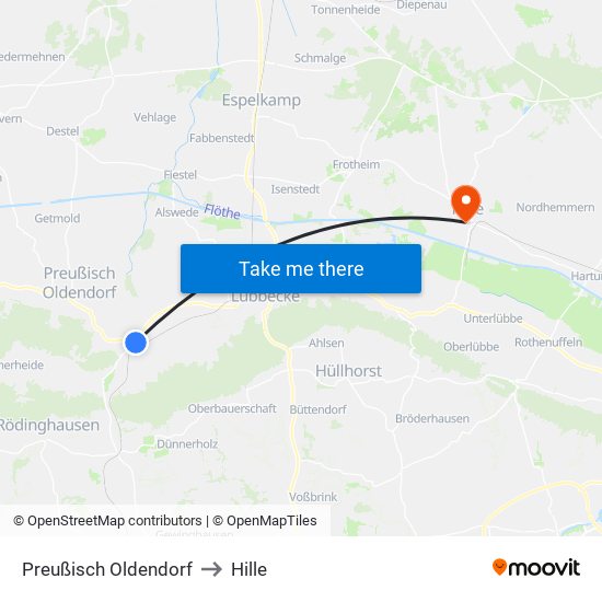 Preußisch Oldendorf to Hille map