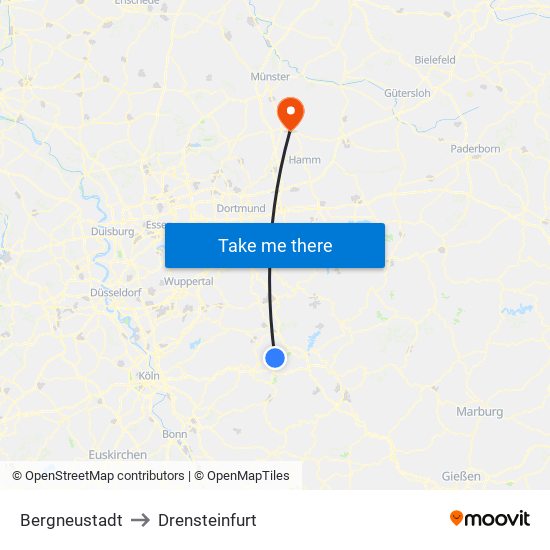 Bergneustadt to Drensteinfurt map