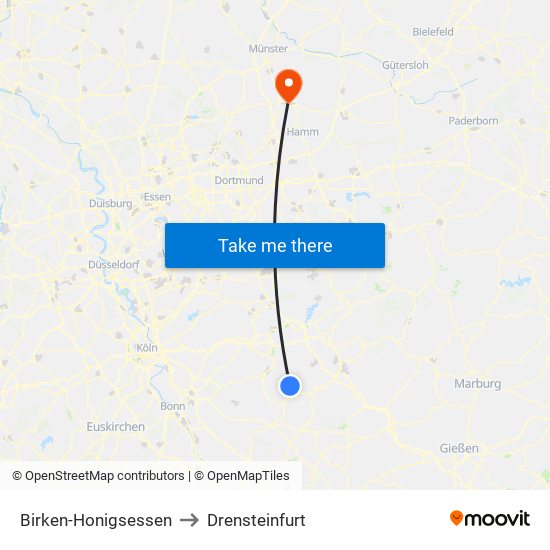 Birken-Honigsessen to Drensteinfurt map