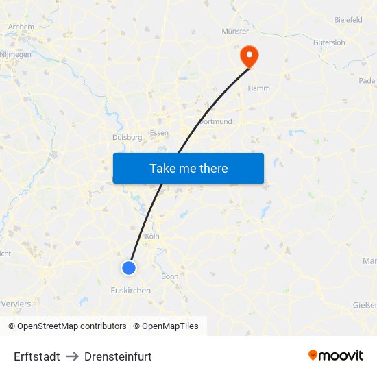 Erftstadt to Drensteinfurt map