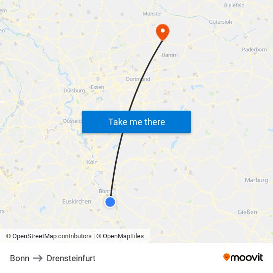 Bonn to Drensteinfurt map