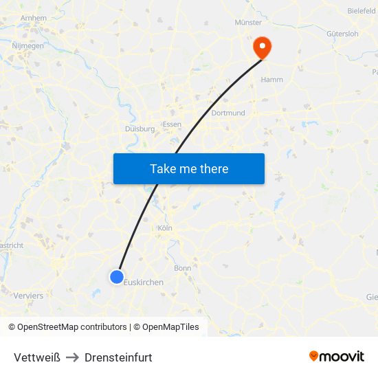 Vettweiß to Drensteinfurt map