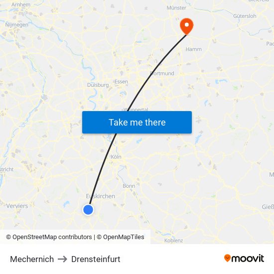 Mechernich to Drensteinfurt map