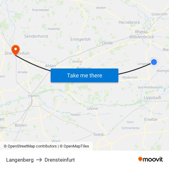 Langenberg to Drensteinfurt map