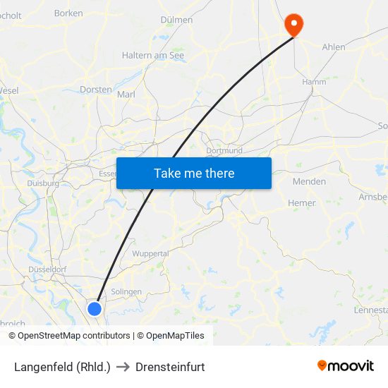 Langenfeld (Rhld.) to Drensteinfurt map