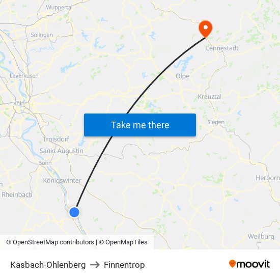 Kasbach-Ohlenberg to Finnentrop map