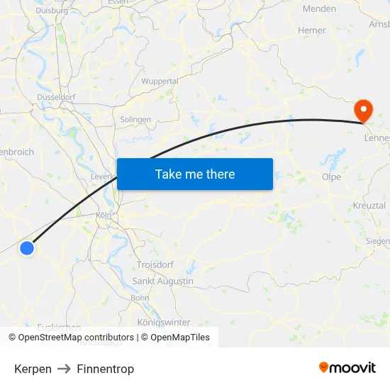 Kerpen to Finnentrop map