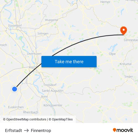 Erftstadt to Finnentrop map