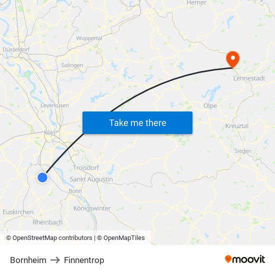 Bornheim to Finnentrop map