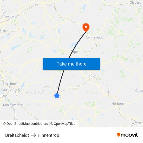 Breitscheidt to Finnentrop map