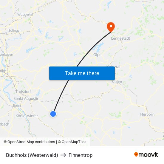 Buchholz (Westerwald) to Finnentrop map