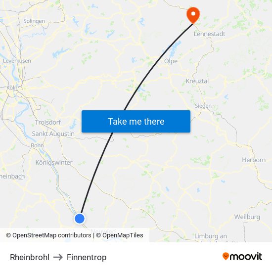 Rheinbrohl to Finnentrop map