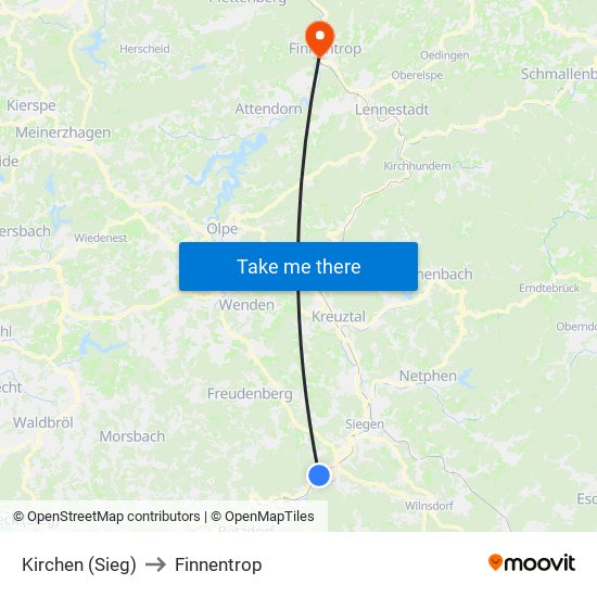 Kirchen (Sieg) to Finnentrop map