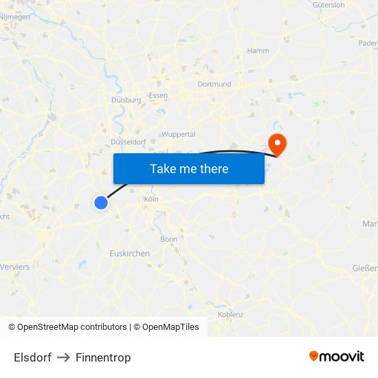 Elsdorf to Finnentrop map